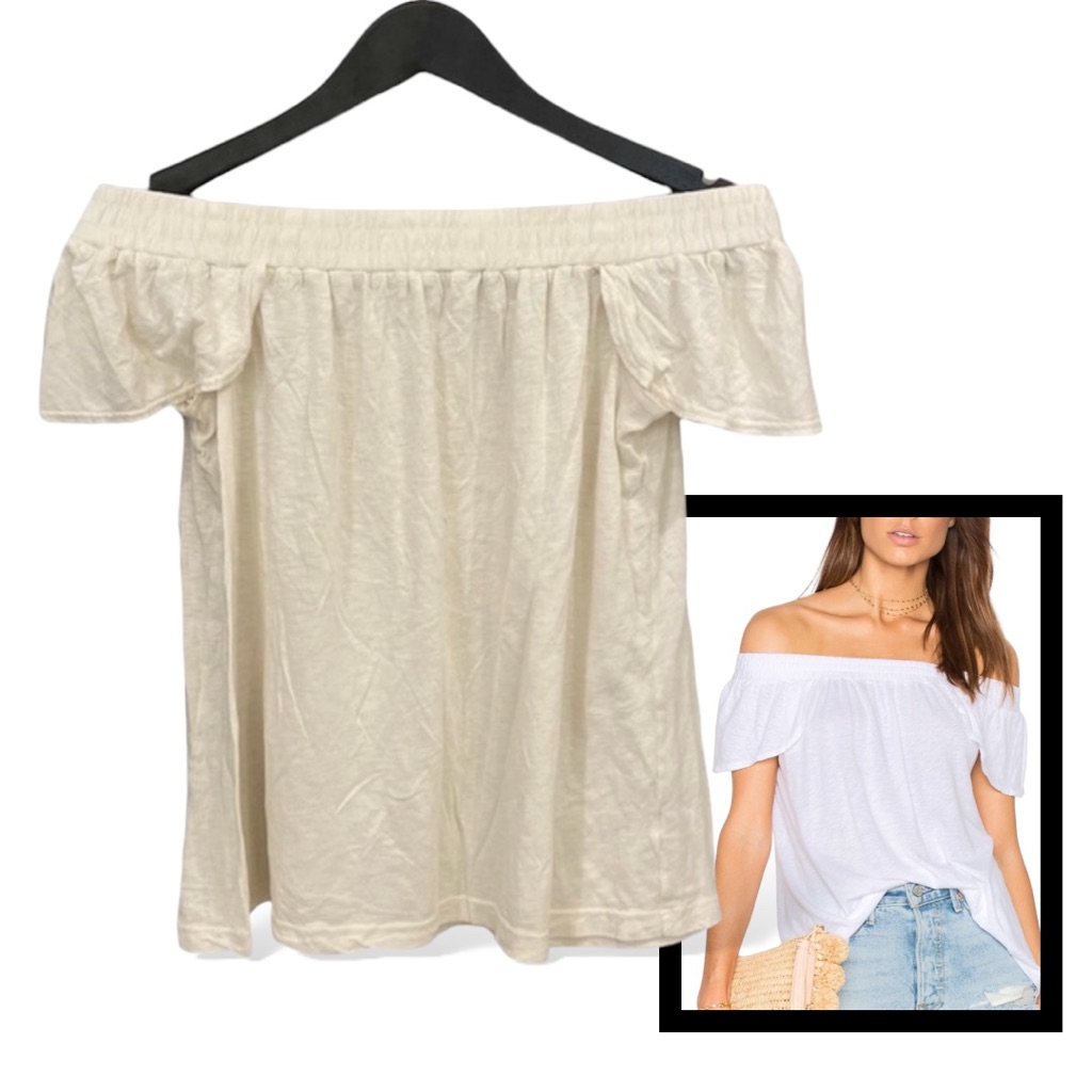 Michael Stars Off-Shoulder Top With Petal Sleeves And Elasticized Shoulder Bamd